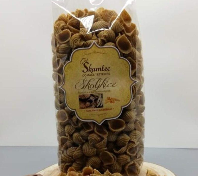 Pirine školjkice s kurkumo testenine Škamlec, 500g