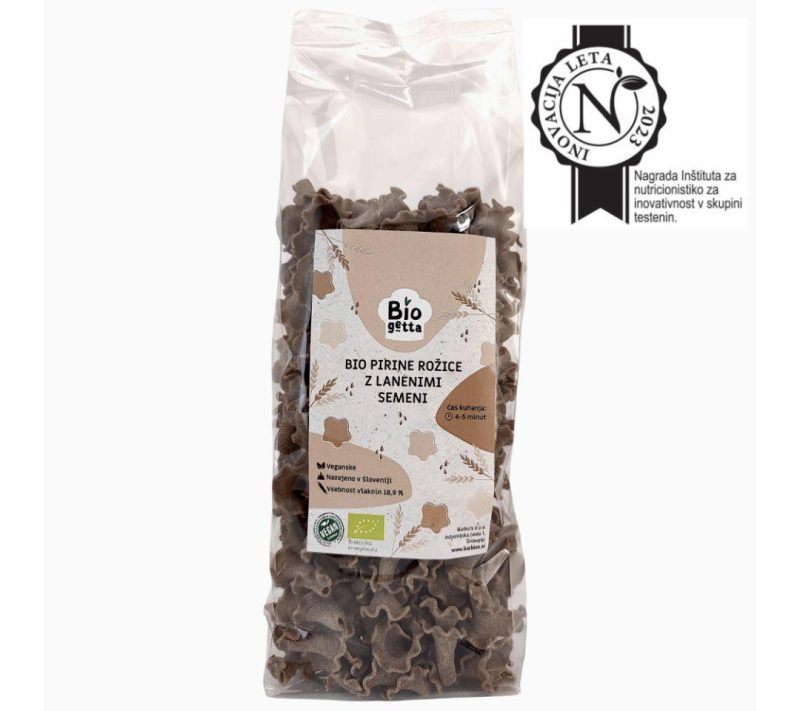 Bio pirine rožice z lanenimi semeni Biogetta, 300g Bio pirine rožice z lanenimi semeni Biogetta, 300g