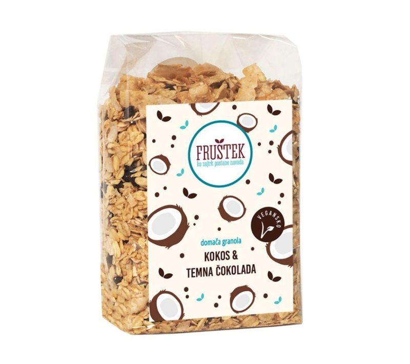 Domača granola kokos in temna čokolada Fruštek, 350g