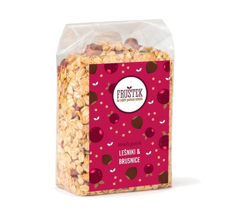 Domača granola lešniki in brusnice Fruštek, 350g