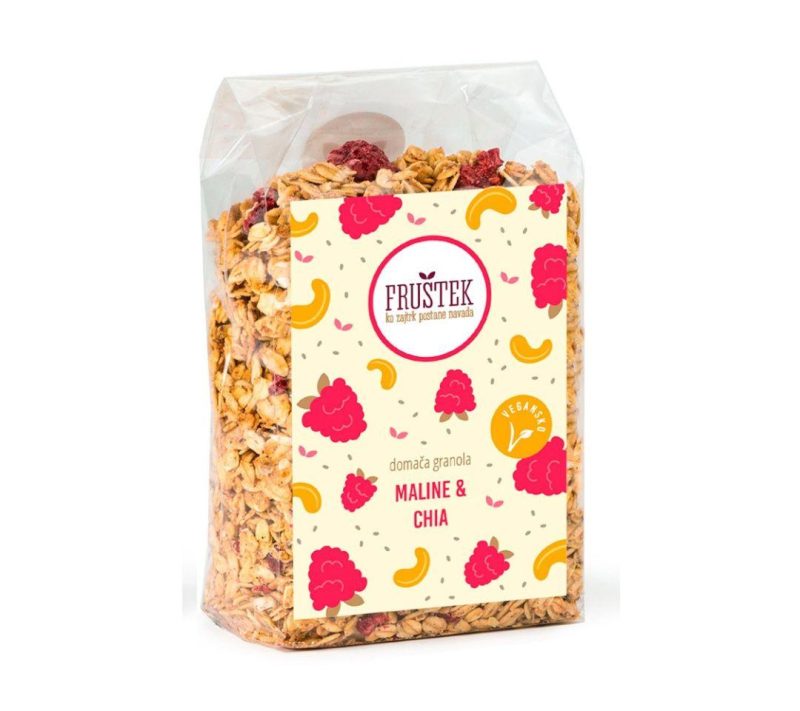 Domača granola maline in chia Fruštek, 350g