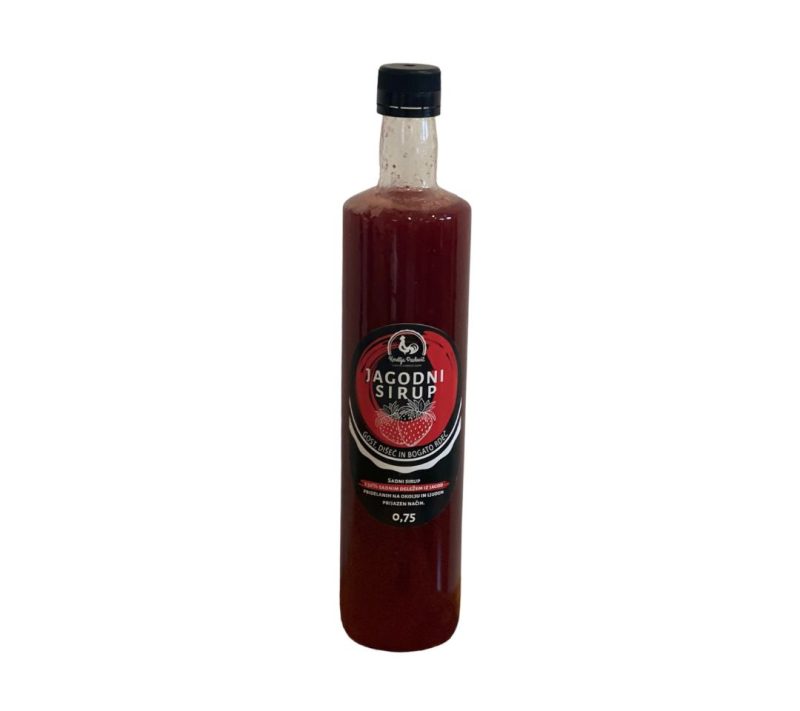 Domači Jagodni sirup – prava jagoda Pavlovič, 0,75l Domači jagodni sirup - prava jagoda Pavlovič, 0,75l