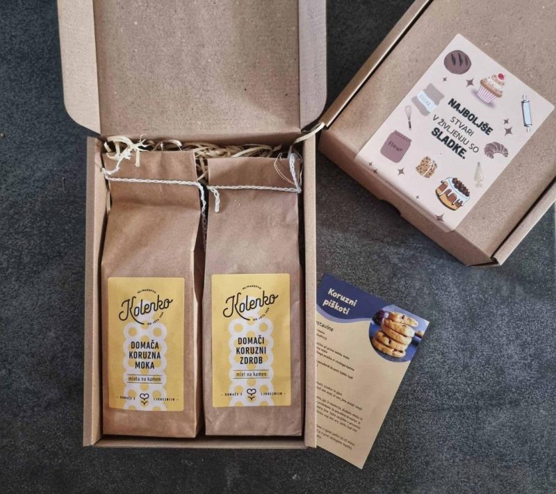 Domača koruzna moka in koruzni zdrob, darilni paket kmetija Kolenko