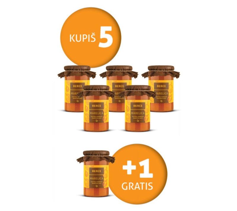 Marelična ekstra domača marmelada 0,37l Posestvo Berce, 5 +1 gratis Marelična ekstra domača marmelada 0,37l Posestvo Berce, 5 +1 gratis