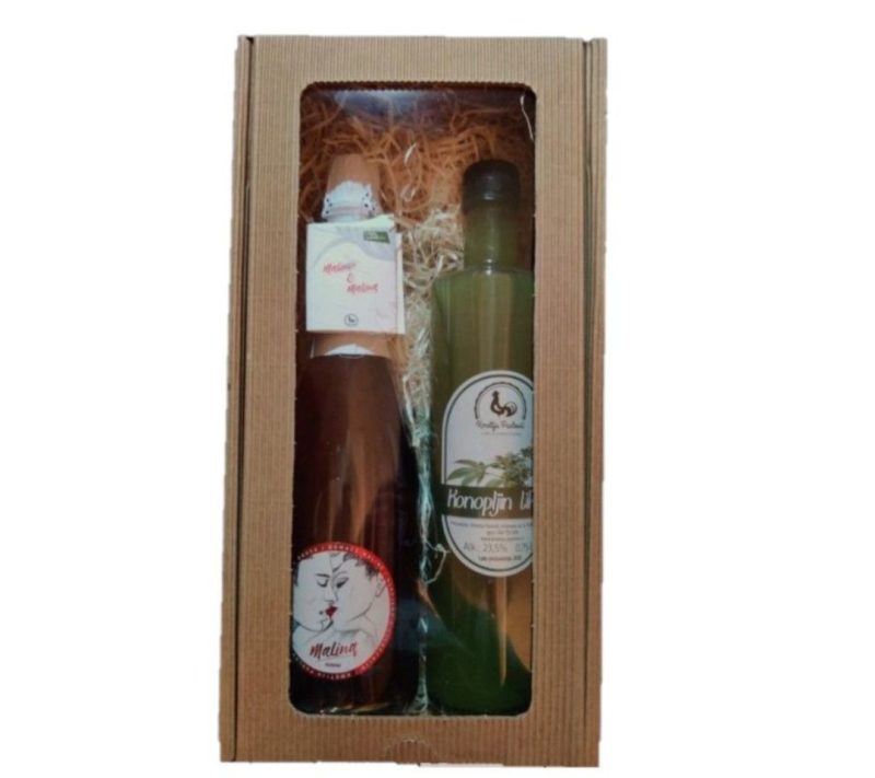 Paket Malinovo peneče vino in liker po izbiri Kmetija Pavlovič