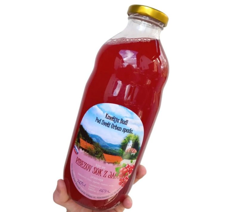 Ribezov sok z jagodo kmetija Budl, 1 l