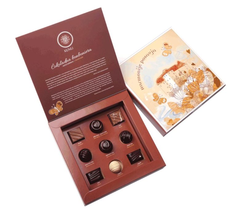 Bonboniera Harmonije Posavja – 9 pralin, 130 g Kunej