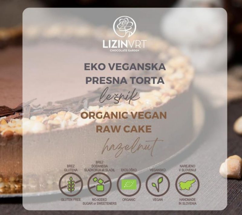 Bio presna torta z EKO certifikatom – MONO – lešnik (mala/8 kosov/premer-18)