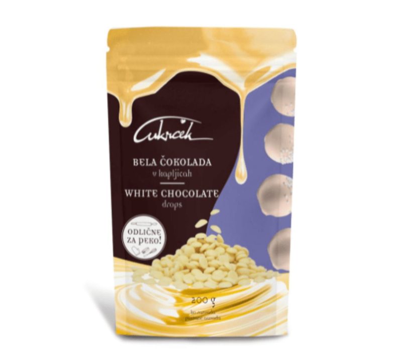 Paket čokoladnih kapljic (temna, mlečna, bela in ruby) Cukrček