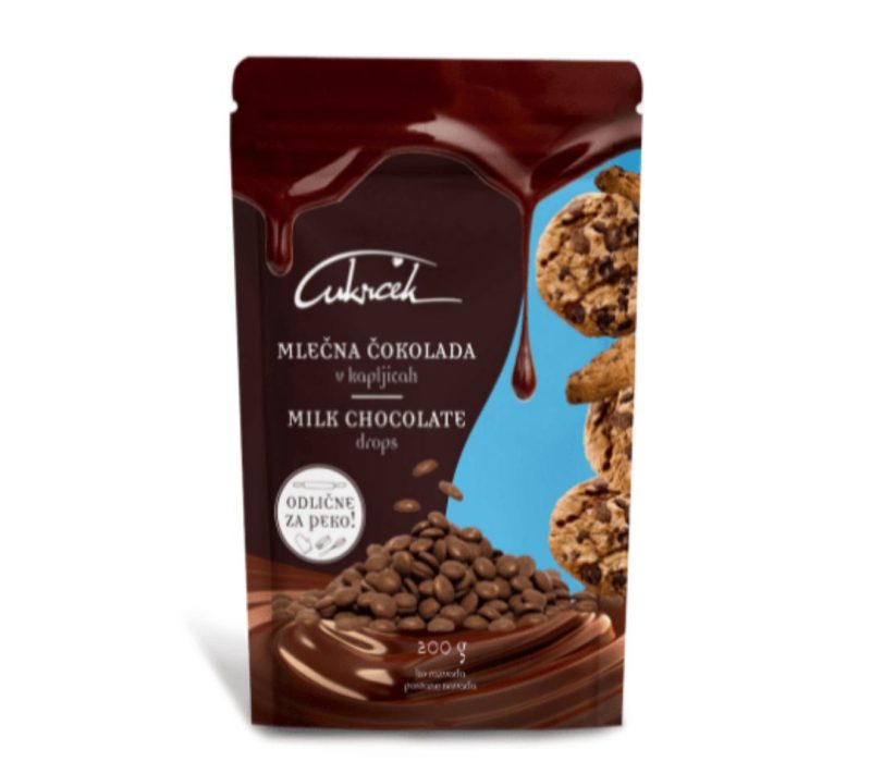 Paket čokoladnih kapljic (temna, mlečna, bela in ruby) Cukrček