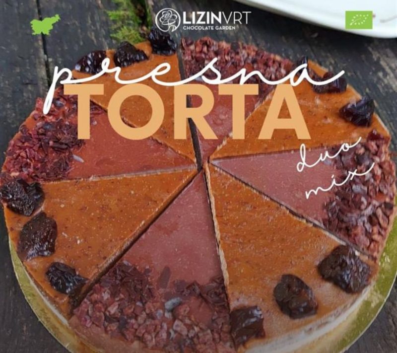 Presna torta z EKO certifikatom – DUO MIX – čokolada & sliva (mala/8 kosov/premer-18)