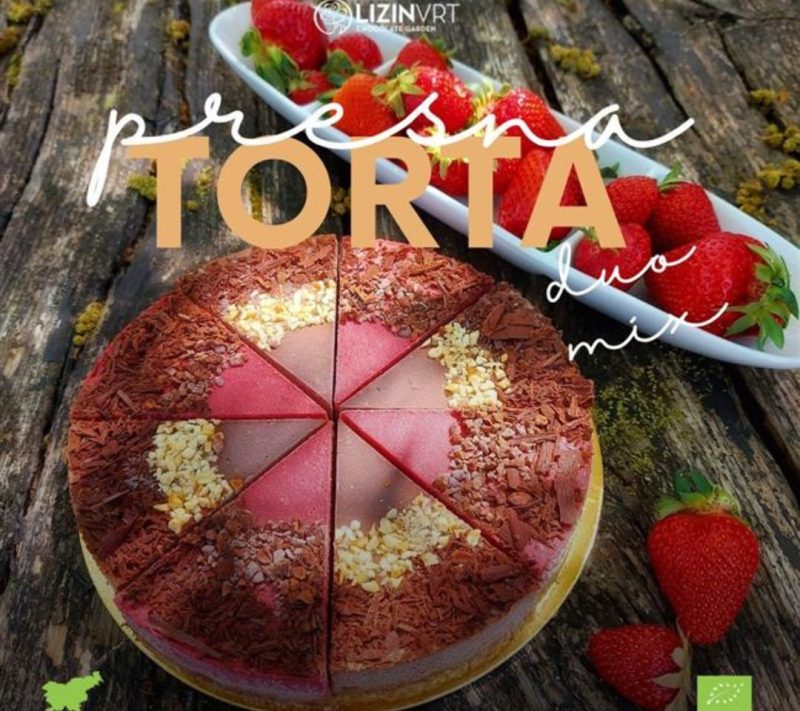 Presna torta z EKO certifikatom – DUO MIX – jagoda-čokolada&lešnik (mala-8 kosov-premer-18) Presna torta z EKO certifikatom – DUO MIX – jagoda/čokolada&lešnik (mala/8 kosov/premer-18)
