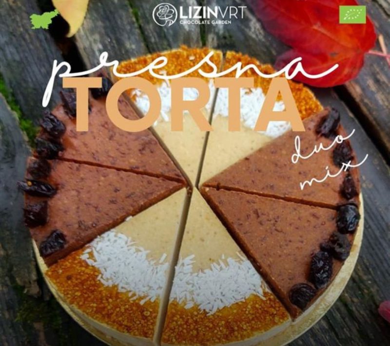 Presna torta z EKO certifikatom – DUO MIX – sliva & kokos (mala/8 kosov/premer-18)