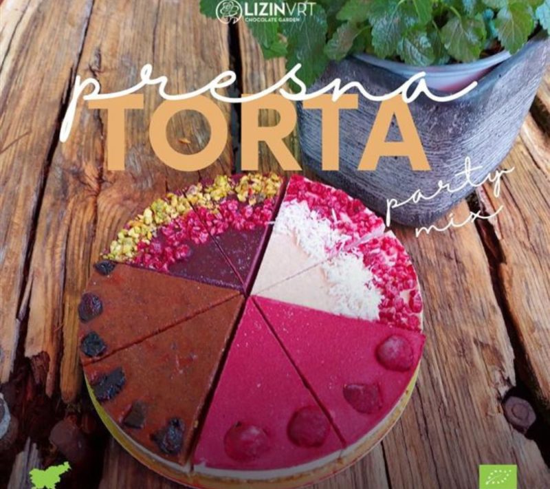 Presna torta z EKO certifikatom – PARTY MIX “št.2”- 4 okusi (mala/8 kosov/premer-18)