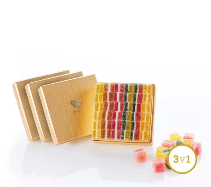 Bio bonboni v ekskluzivni kvadratni embalaži 3 v 1 Perger 1757