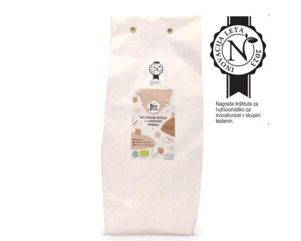 Bio pirine rožice z lanenimi semeni Biogetta, 1kg