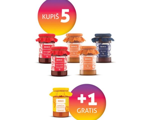 Paket – marmelade 0,37l Posestvo Berce, 5 +1 gratis